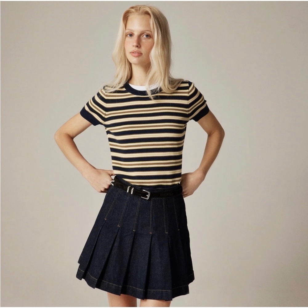 J. Crew Carolyn Sweater tee striped merino wool S classic preppy academia